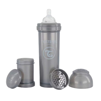 Антиколікова пляшечка із силіконовою соскою Twistshake Pearl Grey, 330 мл (78390) - Pampik