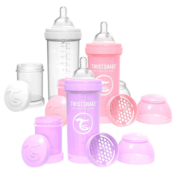 Набір із трьох антиколікових пляшечок Twistshake Value Pack Pink, 260 мл (78845) - Pampik