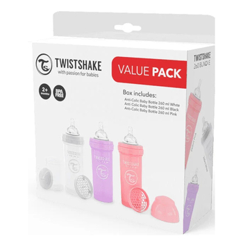 Набір із трьох антиколікових пляшечок Twistshake Value Pack Pink, 260 мл (78845) - Pampik - 2