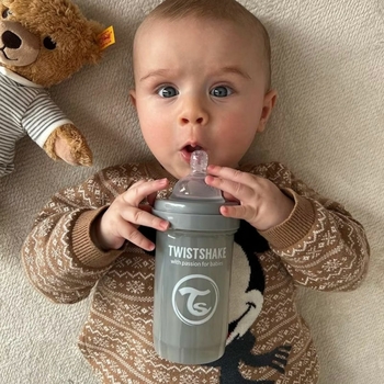 Антиколікова пляшечка із силіконовою соскою Twistshake Pearl Grey, 180 мл (78378) - Pampik - 4