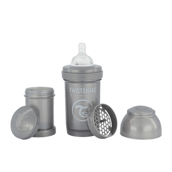 Антиколікова пляшечка із силіконовою соскою Twistshake Pearl Grey, 180 мл (78378) - Pampik