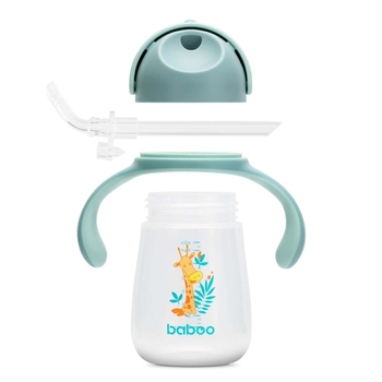 Поильник-непроливайка Baboo Safari с силиконовой соломинкой, 9+ мес., 260 мл, зеленый (8-122) - Pampik - 4