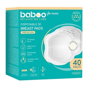 Лактационные вкладыши Baboo Premium 3D, 40 шт. - Pampik