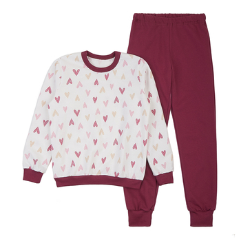 Піжама утеплена Ляля К3ФТ118 К3ФТ143 К3ФТ152 К3ФТ153 футер 146 Бордовий (1027107.11844631) - Pampik