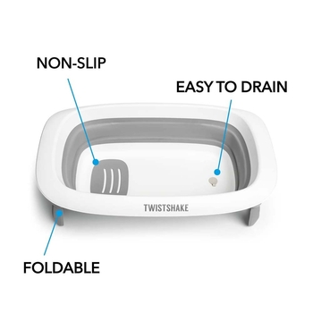 Розкладна ванна з вкладишем для купання Twistshake Pastel Grey (78538) - Pampik - 3
