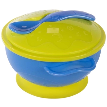 Мисочка Baboo з основою-присоскою, кришкою та ложечкою, 6+ міс, жовтий (9-033) - Pampik