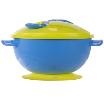 Мисочка Baboo з основою-присоскою, кришкою та ложечкою, 6+ міс, жовтий (9-033) - Pampik - 2