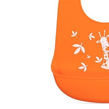 Нагрудник силіконовий Baboo Safari, помаранчевий, 4+ місяців (11-006) - Pampik - 2