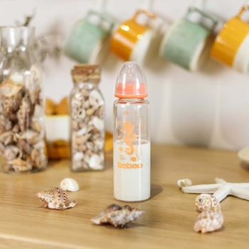 Скляна пляшечка для годування Baboo Sea Life, антиколікова, 240 мл, 3+ міс., помаранчевий (3-118) - Pampik - 4