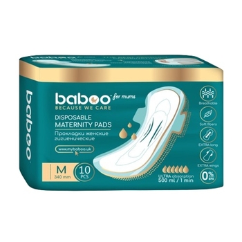 Послеродовые прокладки Baboo, размер M, 10 шт. - Pampik