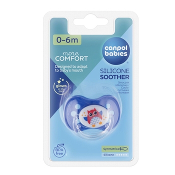 Пустушка силіконова Canpol Babies Сови, симетрична, 18 міс.+, синій (22/570) - Pampik - 3