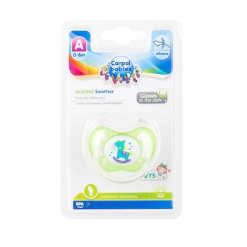 Силіконова анатомічна пустушка Canpol Babies Toys, 0-6 міс., зелений (23/256 Зелений) - Pampik - 4