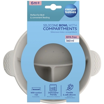 Мисочка силіконова на присосці Canpol babies Dots з секціями, сірий (51/403_grey) - Pampik - 4