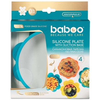 Тарілка силіконова Baboo з протиковзкою основою, 6+ міс, бірюзовий (9-024) - Pampik - 7