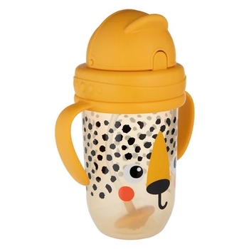 Кружка-непроливайка Canpol babies BabiesBoo Гепард з трубочкою та обтяжувачем, 270 мл, помаранчевий (56/617_ora) - Pampik - 3