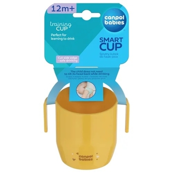 Ергономічна кружка Canpol babies для навчання самостійного пиття, 180 мл, жовтий (74/060_yel) - Pampik - 4