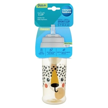 Кружка-непроливайка Canpol babies BabiesBoo Гепард з трубочкою та обтяжувачем, 350 мл, помаранчевий (56/510_ora) - Pampik - 3