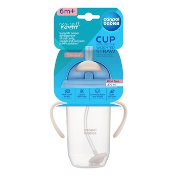 Кружка-непроливайка Canpol babies з трубочкою та обтяжувачем, 270 мл, бежевий (56/623_cre) - Pampik - 5