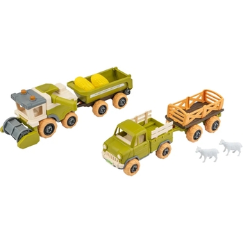 Ігровий набір-конструктор OTAMANKO Веселий хутір: комбайн з причепом, вантажівка з причепом та вівці (532.01.67) - Pampik