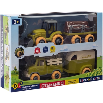 Игровой набор-конструктор OTAMANKO Веселый хутор: трактор з прицепом, грузовик с прицепом и конь (532.01.66) - Pampik - 2