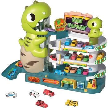 Игровой набор ZIPP Toys Dino Автотрек-паркинг, электрический, 6 машинок (532.01.26) - Pampik
