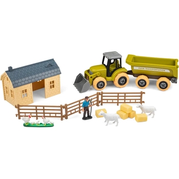 Ігровий набір-конструкторOTAMANKO Веселий хутір: трактор з причепом та ферма з вівцями та курями (532.01.60) - Pampik