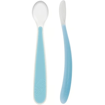 Ложка силиконовая Chicco, 6+, 2 шт., голубой (06828.21) - Pampik