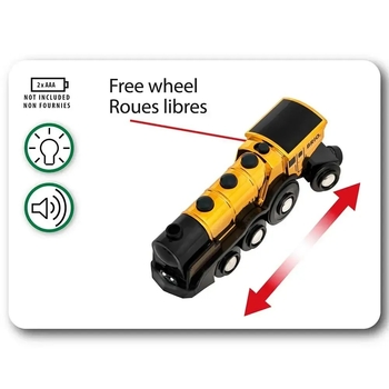 Могутній золотий локомотив для залізниці Brio на батарейках (33630) - Pampik - 7