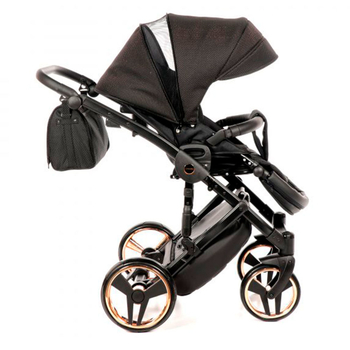 Універсальна коляска 2в1 Junama Mirror Satin 02, чорний/мідна рама (J-MS-02) - Pampik - 8