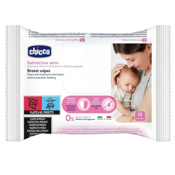 Очищувальні серветки для грудей Chicco, 16 шт. - Pampik