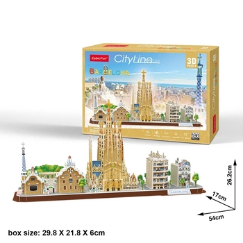 3D Пазл CubicFun City Line Barcelona, 186 елементів (MC256h) - Pampik - 4