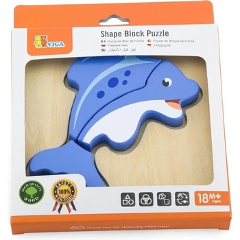 Мини-пазл Viga Toys Рыбка, 3 элемента (59934) - Pampik - 2