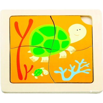 Пазл-вкладыш Viga Toys Черепашки, 4 элемента (50143) - Pampik