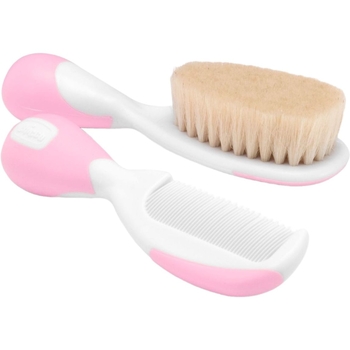 Набір Chicco: щітка натуральна і гребінець, рожевий (06569.10) - Pampik