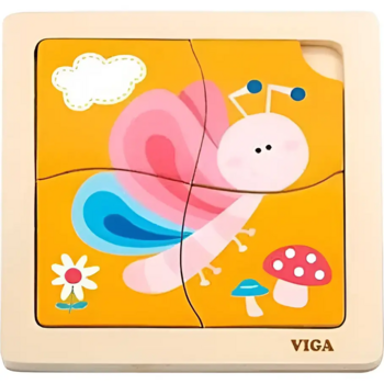 Пазл-вкладыш Viga Toys Бабочка, 4 элемента (50136) - Pampik