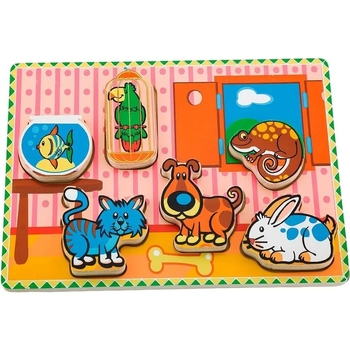 Пазл-вкладыш Viga Toys Домашние животные, 6 элементов (56440) - Pampik