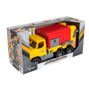 Машинка Tigres City Truck Сміттєвоз, жовтий з червоним (39368) - Pampik