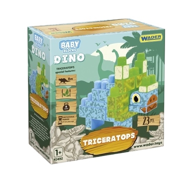 Конструктор Wader Baby Blocks Діно Трицератопс, 23 елементів (41494) - Pampik