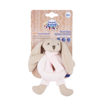М'яка іграшка-брязкальце Canpol Babies Кролик, рожевий (80/201_pin) - Pampik - 2