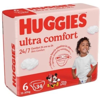 Підгузки на липучках Huggies Ultra Comfort, 6 (15-30 кг), 34 шт. - Pampik - 2