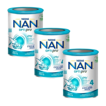 Набор сухой молочной смеси NAN Optipro 4, 2400 г (3 шт. по 800 г) - Pampik