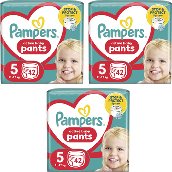 Набір підгузків-трусиків Pampers Active Baby Pants 5 (12-17 кг), 126 шт. (3 уп. по 42 шт.) - Pampik