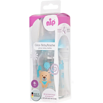 Пляшка скляна Nip Мишка, 125 мл, світло-блакитний (35069) - Pampik - 2