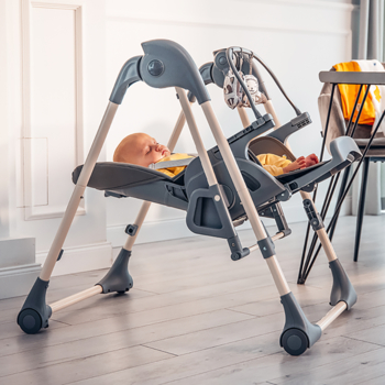 Стільчик для годування Lionelo Laurice Grey Stone, з функцією гойдалки, темно-сірий - Pampik - 15