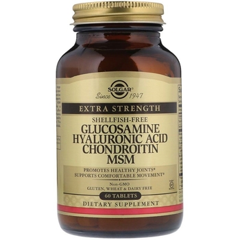 Глюкозамін, гіалуронова кислота, хондроїтин Solgar Glucosamine Hyaluronic Acid Chondroitin МСМ, 60 таблеток - Pampik