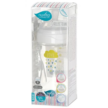 Пляшечка для годування Nuvita Mimic Collection, антиколікова, 250 мл, білий (NV6031BIANCO) - Pampik - 2