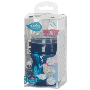 Пляшечка для годування Nuvita Mimic Cool, антиколікова, 150 мл, синій (NV6012NIGHTBLUE) - Pampik - 2