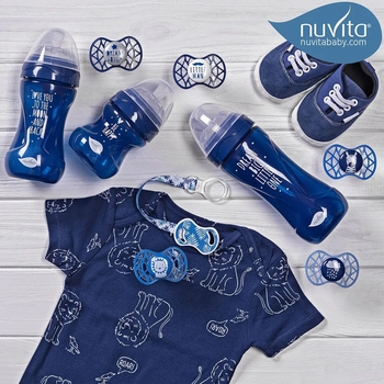 Пляшечка для годування Nuvita Mimic Cool, антиколікова, 150 мл, синій (NV6012NIGHTBLUE) - Pampik - 10
