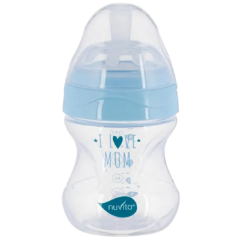 Пляшечка для годування Nuvita Mimic Collection, антиколікова, 150 мл, блакитний (NV6011AZZURO) - Pampik