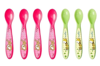 Набір ложок Nuvita, рожевий з салатовим, 7 шт. (NV1410Pink) - Pampik